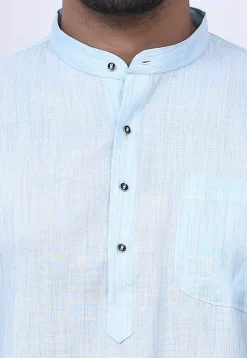 Solid Color Ghicha Silk Dhoti Kurta in Sky Blue