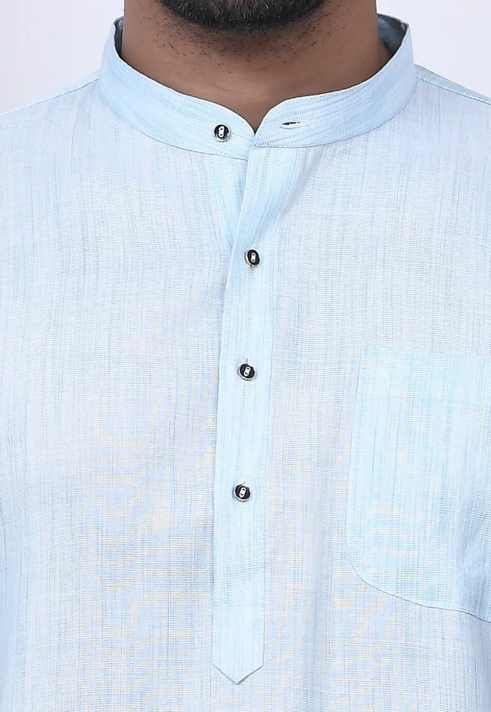 Solid Color Ghicha Silk Dhoti Kurta in Sky Blue