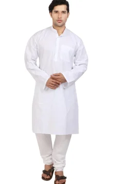Solid Color Handloom Cotton Kurta in White