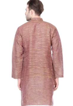 Solid Color Handloom Cotton Slub Kurta in Dark Old Rose