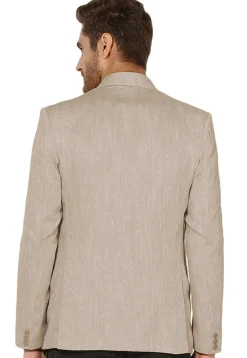 Solid Color Linen Cotton Blazer in Light Beige