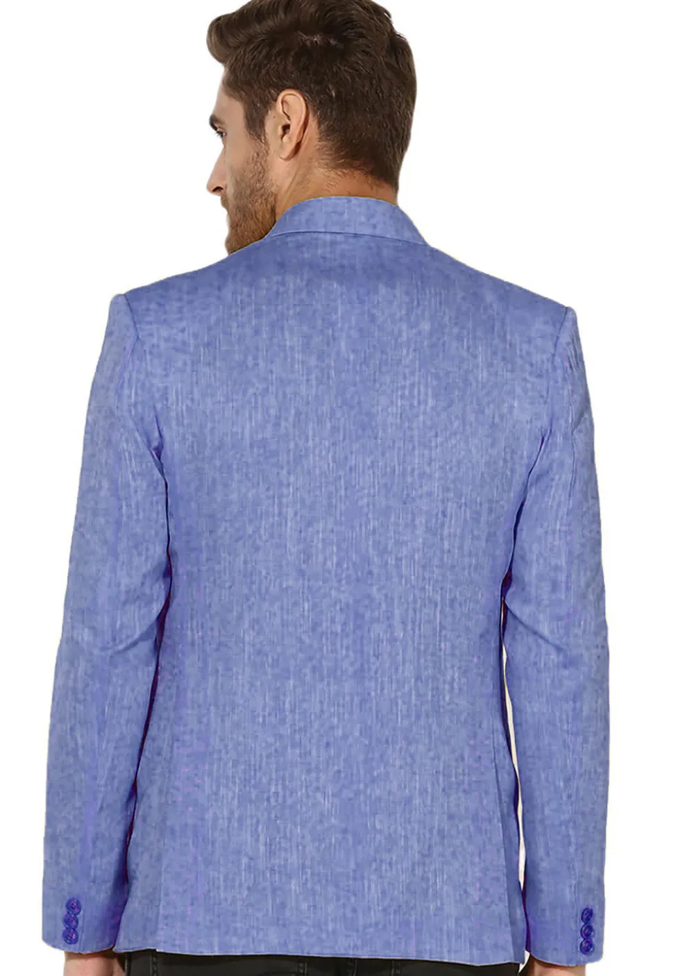 Solid Color Linen Cotton Blazer in Indigo Blue