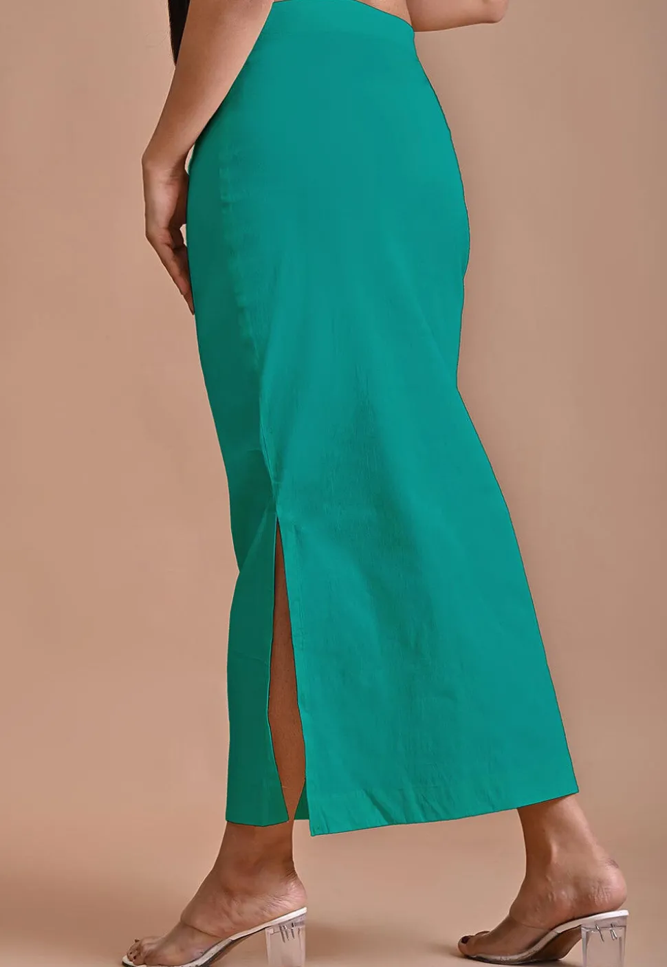 Solid Color Lycra Cotton Shapewear Petticoat in Turquoise