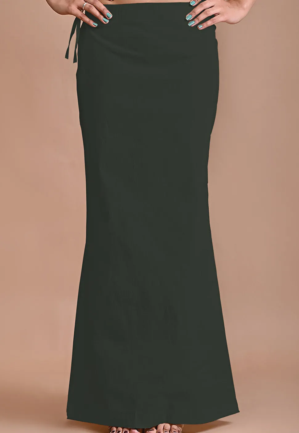 Solid Color Lycra Cotton Shapewear Petticoat in Dark Green