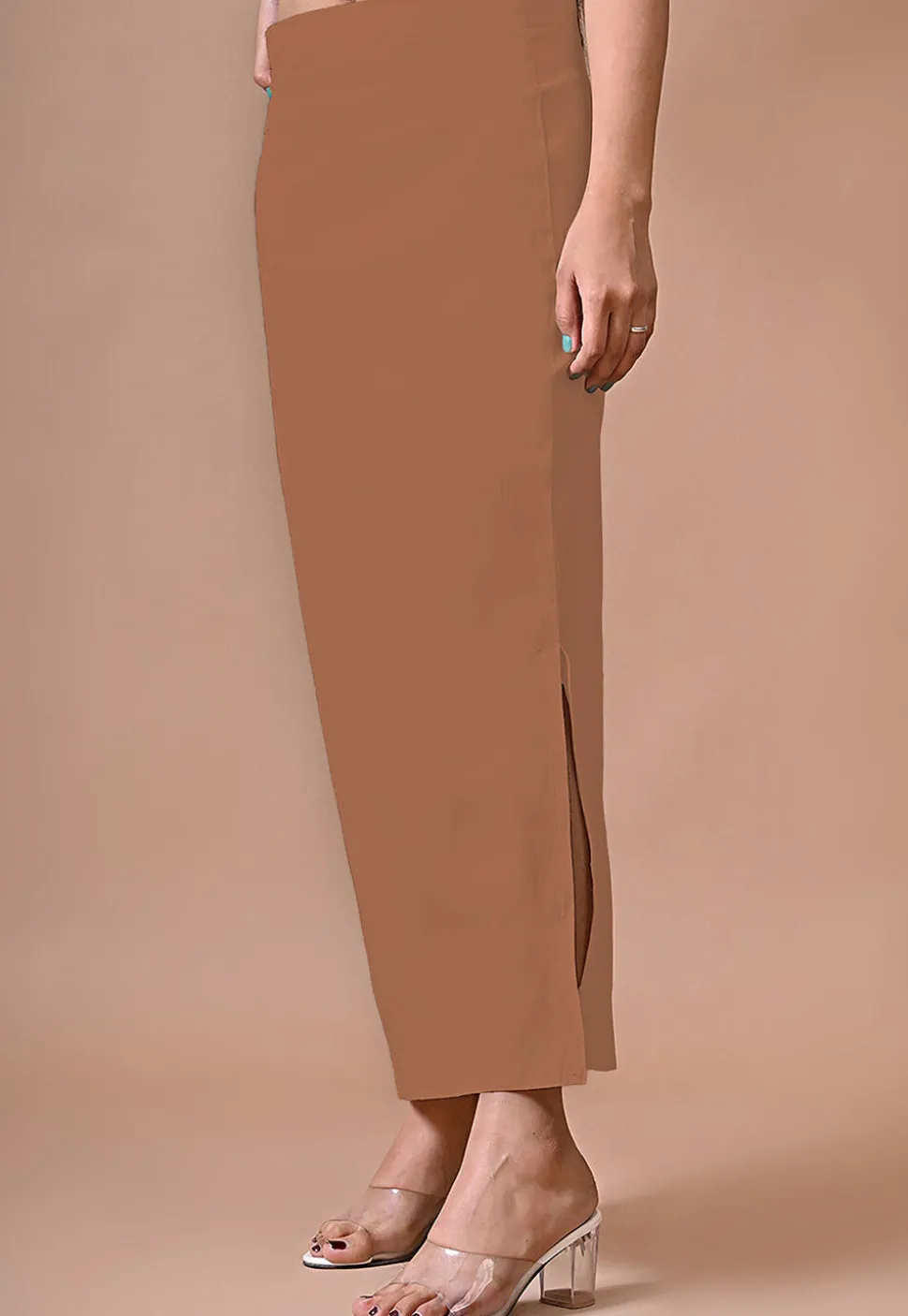Solid Color Lycra Cotton Shapewear Petticoat in Brown