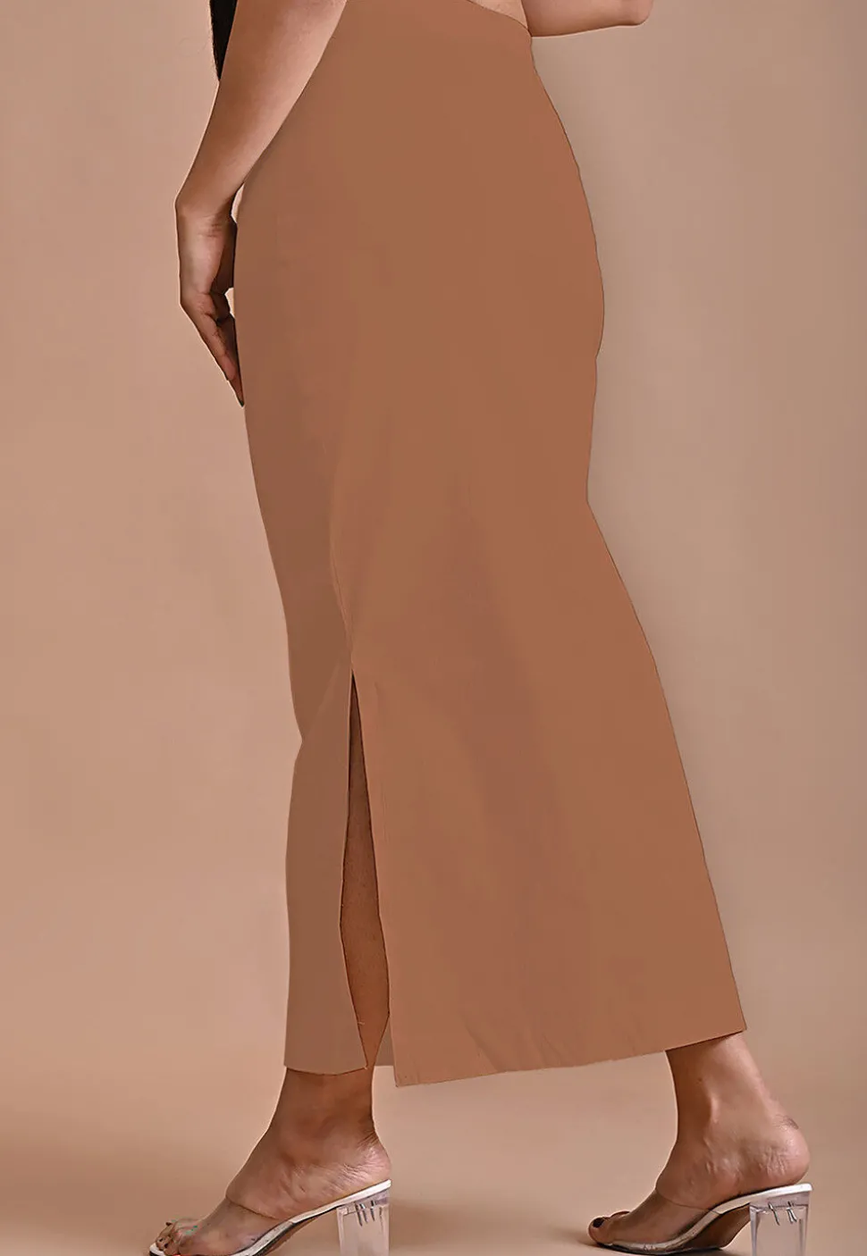 Solid Color Lycra Cotton Shapewear Petticoat in Brown