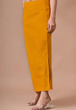 Solid Color Lycra Cotton Shapewear Petticoat in Mustard Yellow
