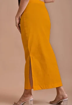 Solid Color Lycra Cotton Shapewear Petticoat in Mustard Yellow