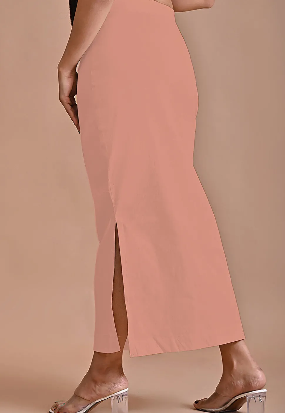 Solid Color Lycra Cotton Shapewear Petticoat in Peach