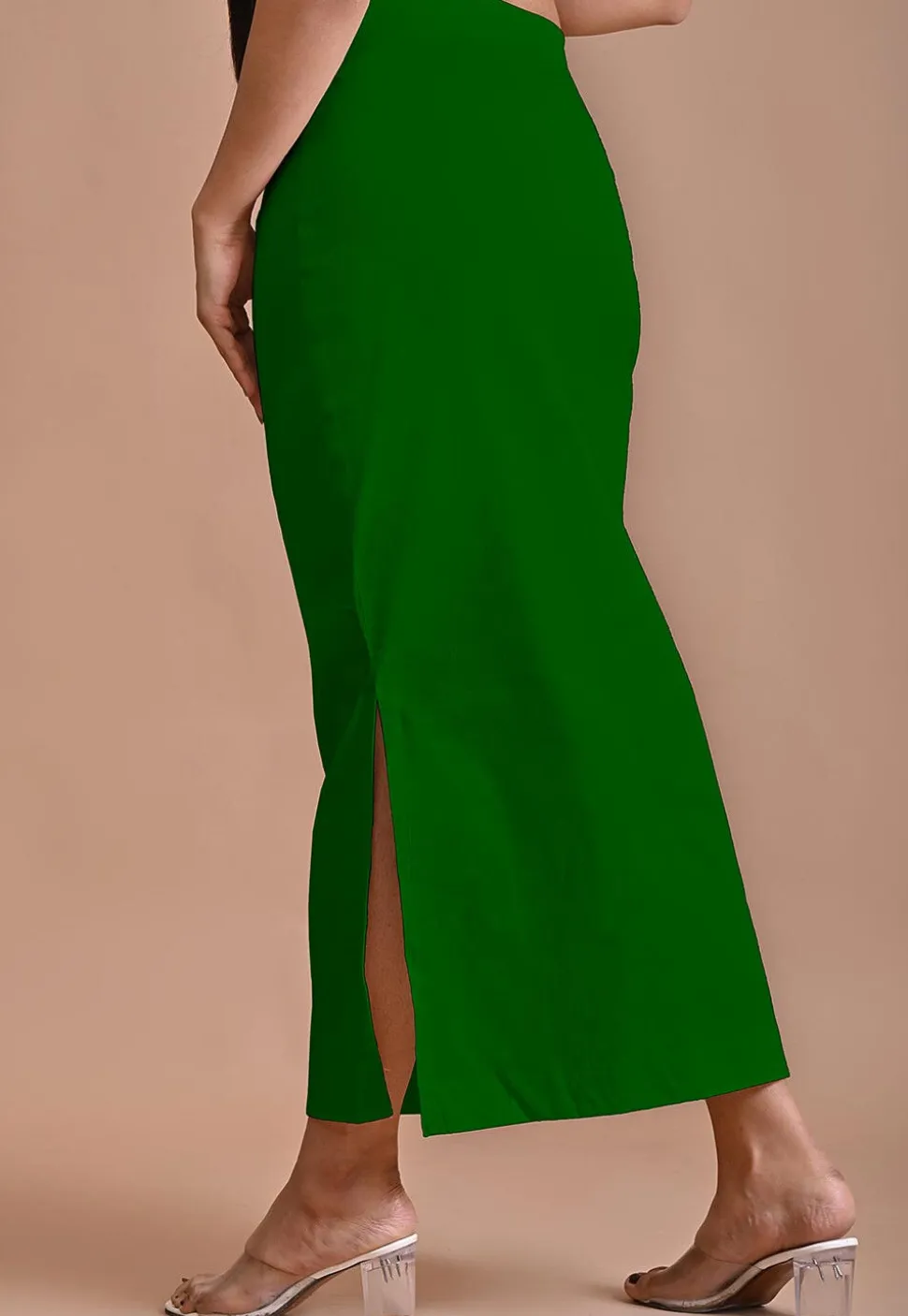 Solid Color Lycra Cotton Shapewear Petticoat in Green