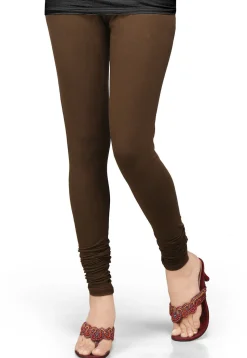 Solid Color Lycra Leggings in Dark Brown