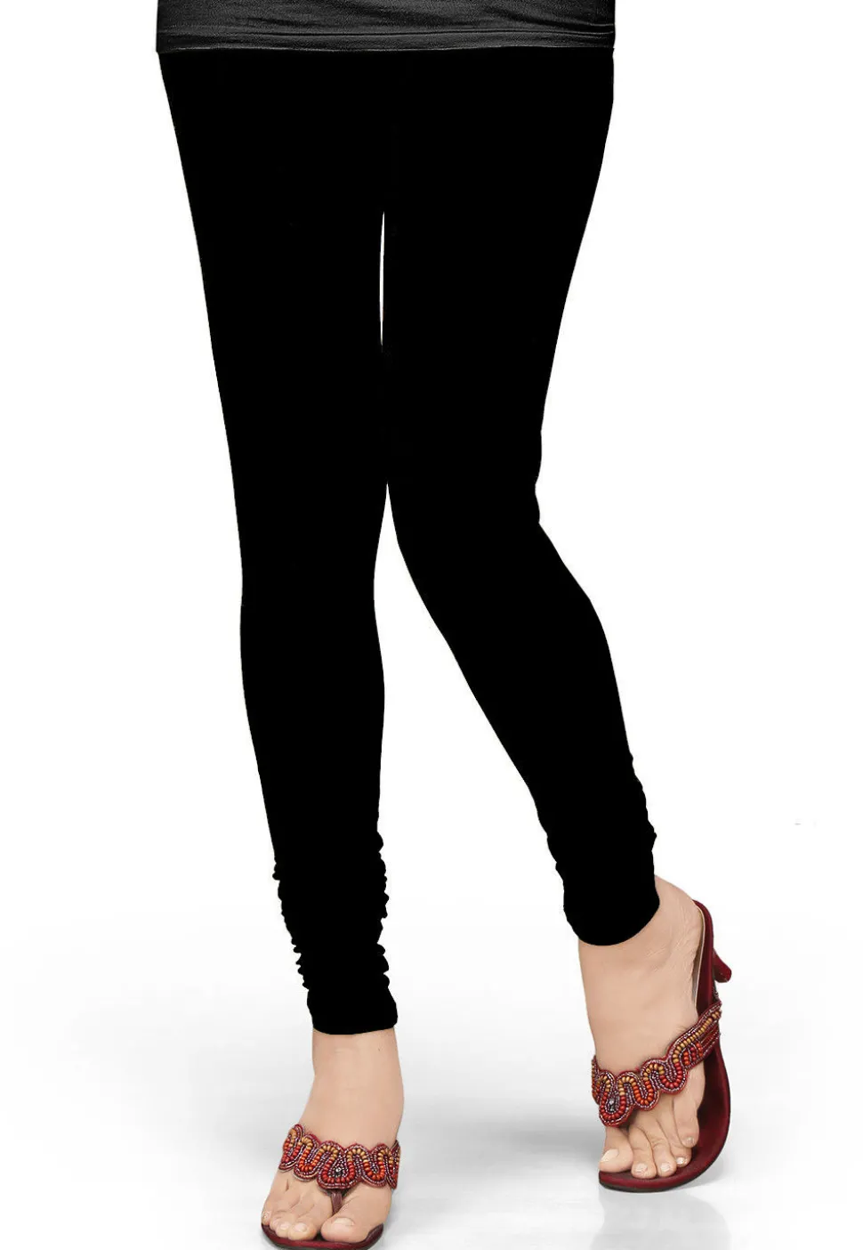 Solid Color Lycra Leggings in Black