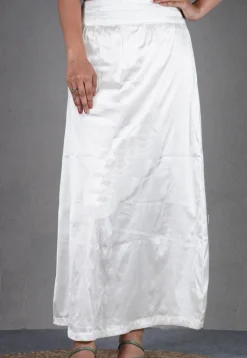Solid Color Lycra Satin (Elastane) Petticoat in White