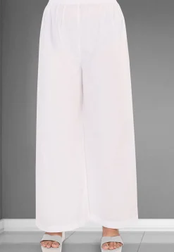 Solid Color Mulmul Cotton Palazzo in Off White
