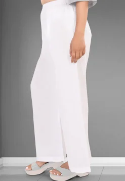 Solid Color Mulmul Cotton Palazzo in Off White
