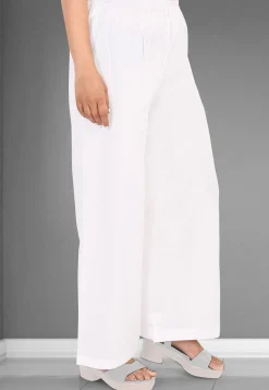 Solid Color Mulmul Cotton Palazzo in Off White