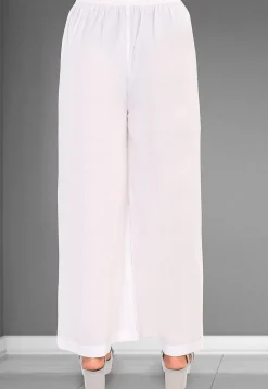 Solid Color Mulmul Cotton Palazzo in Off White