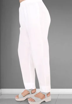 Solid Color Mulmul Cotton Pant in Off White