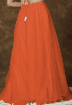 Solid Color Organza Skirt in Rust