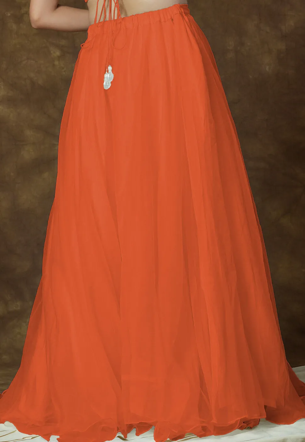 Solid Color Organza Skirt in Rust