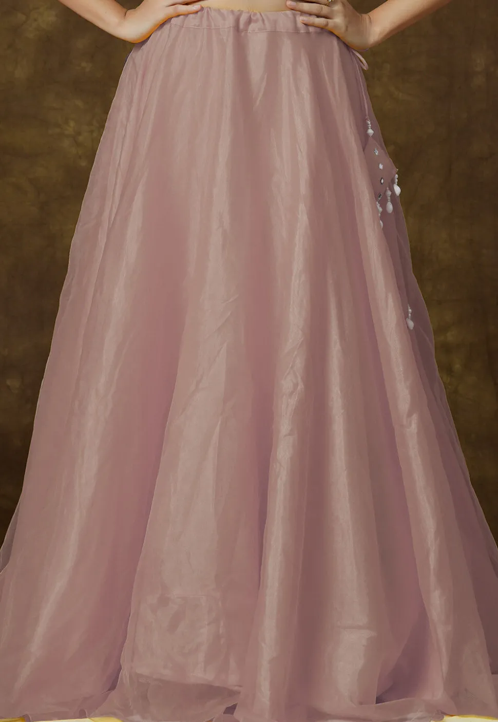 Solid Color Organza Skirt in Old Rose
