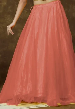 Solid Color Organza Skirt in Peach