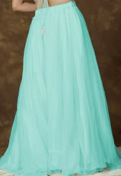 Solid Color Organza Skirt in Turquoise