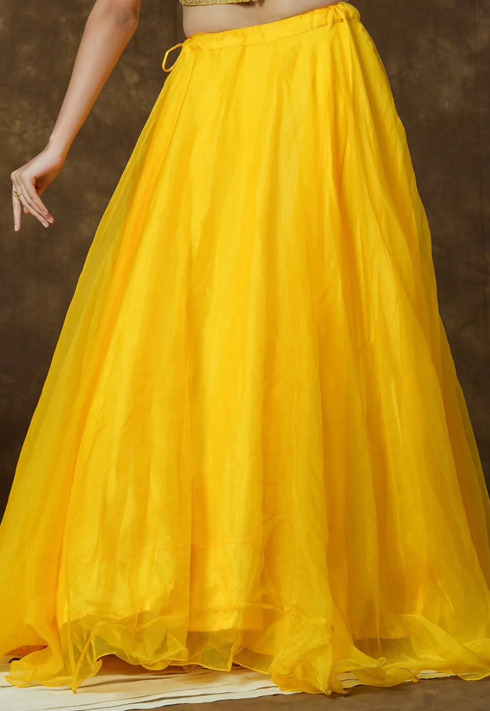 Solid Color Organza Skirt in Yellow