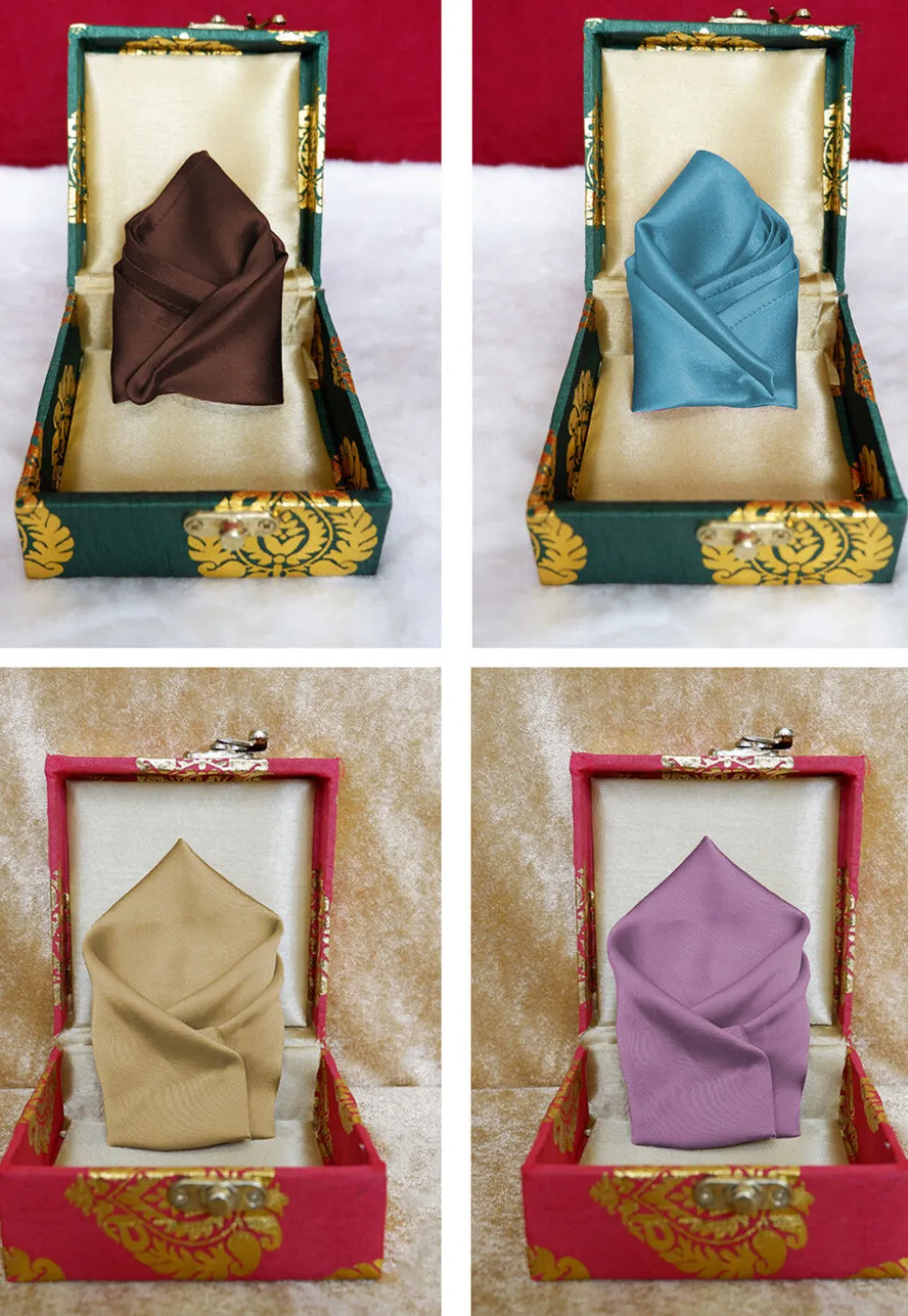 Solid Color Pocket Square Combo in Multicolor
