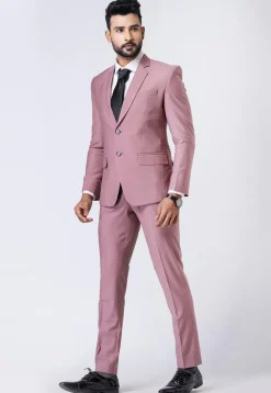 Solid Color Polyester Blazer in Old Rose