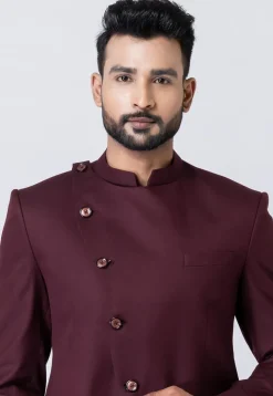 Solid Color Polyester Jodhpuri Suit in Wine