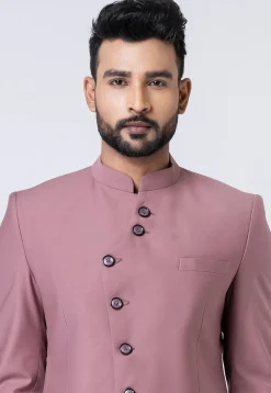 Solid Color Polyester Jodhpuri Suit in Old Rose