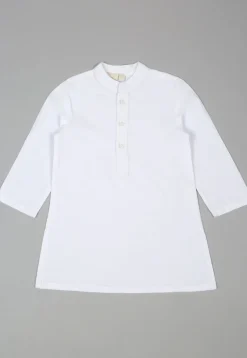 Solid Color Polyester Kurta Set in White