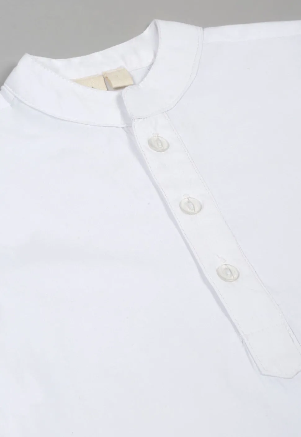 Solid Color Polyester Kurta Set in White