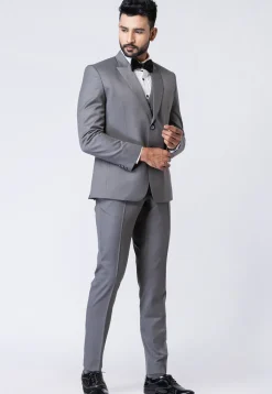 Solid Color Polyester Tuxedo in Grey