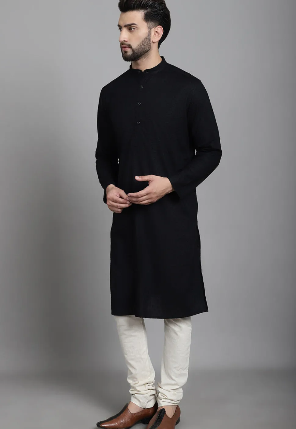 Solid Color Pure Cotton Kurtas in Black