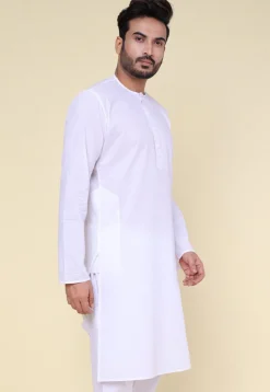 Solid Color Pure Cotton Kurta in White