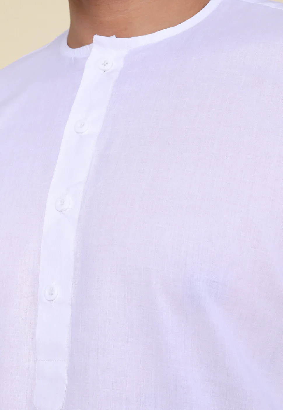 Solid Color Pure Cotton Kurta in White