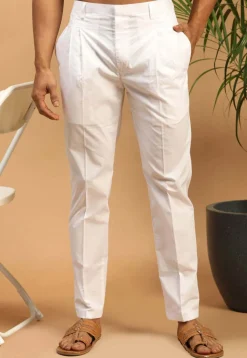 Solid Color Pure Cotton Pant in White
