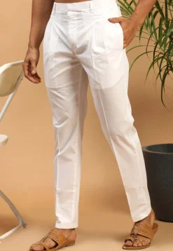 Solid Color Pure Cotton Pant in White