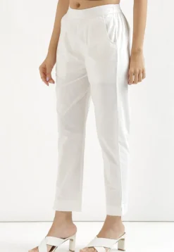 Solid Color Pure Cotton Pant in White