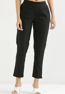 Solid Color Pure Cotton Pant in Black
