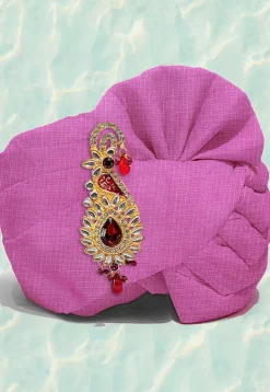 Solid Color Pure Kota Silk Kids Turban in Pink