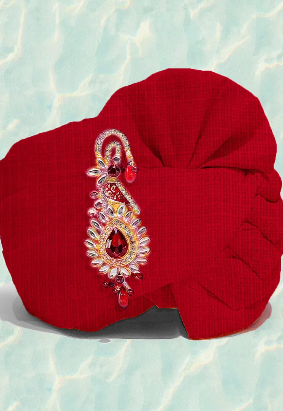 Solid Color Pure Kota Silk Kids Turban in Red
