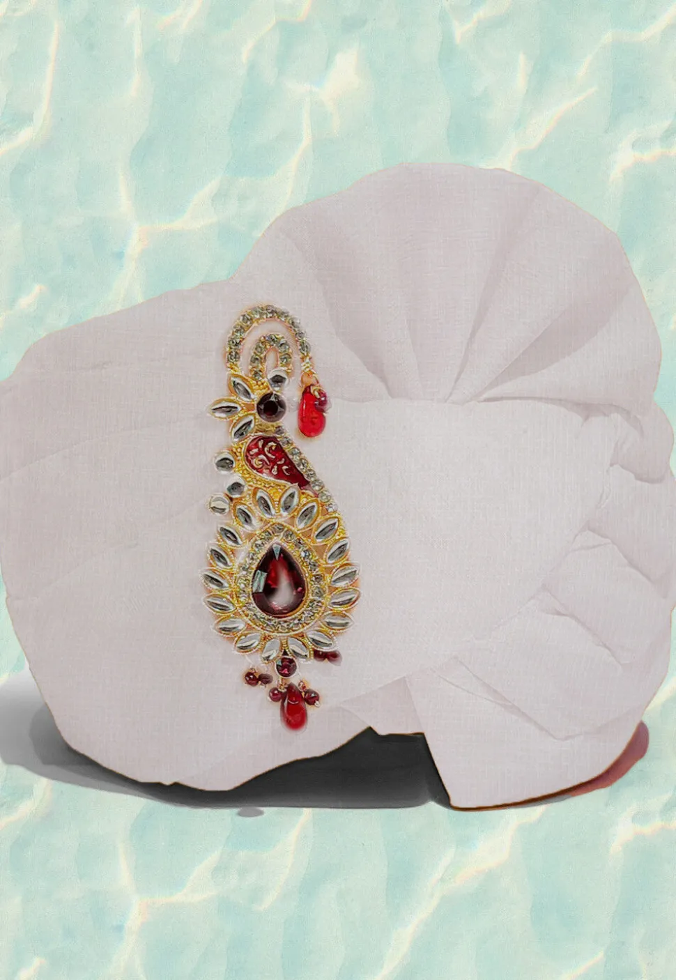 Solid Color Pure Kota Silk Kids Turban in White