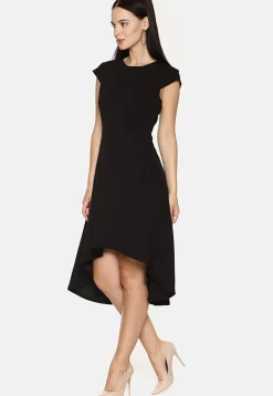 Solid Color Rayon Asymmetric Dress in Black