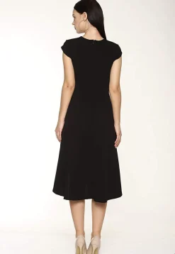 Solid Color Rayon Asymmetric Dress in Black