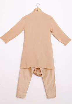 Solid Color Rayon Cowl Style Kurta Set in Beige