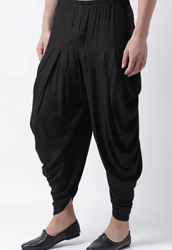 Solid Color Rayon Dhoti Pant in Black