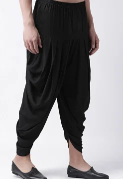Solid Color Rayon Dhoti Pant in Black